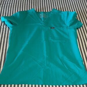 Figs Aqua V-Neck Scrub Top